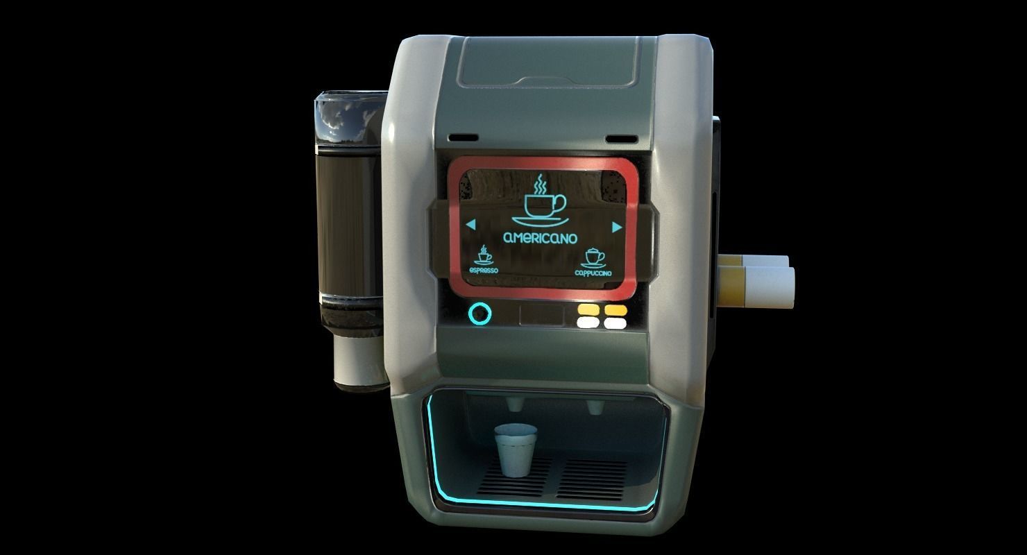 Sci-fi Coffee Machine Low-poly 3D model_1
