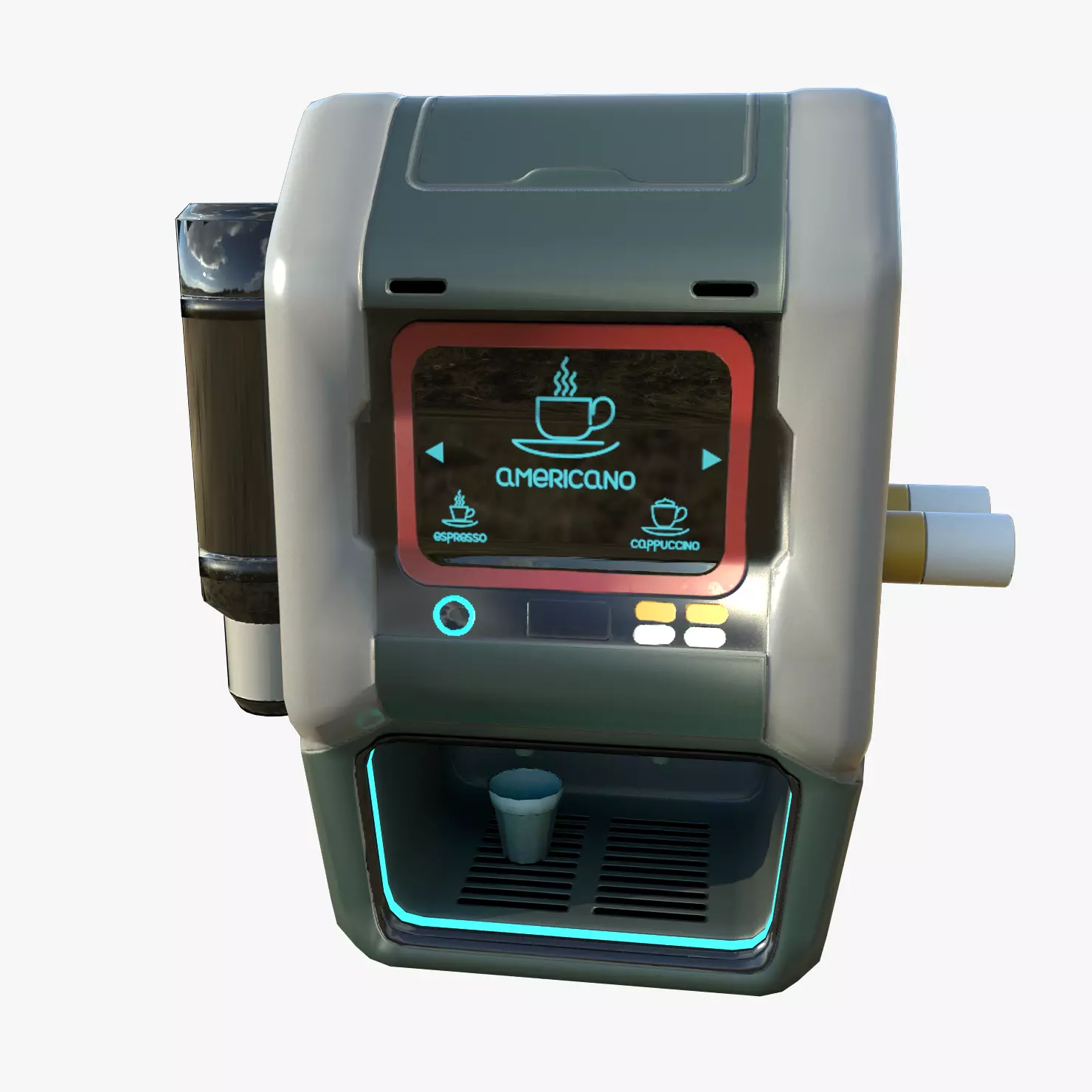 Sci-fi Coffee Machine Low-poly 3D model_0