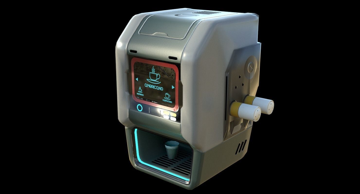 Sci-fi Coffee Machine Low-poly 3D model_2