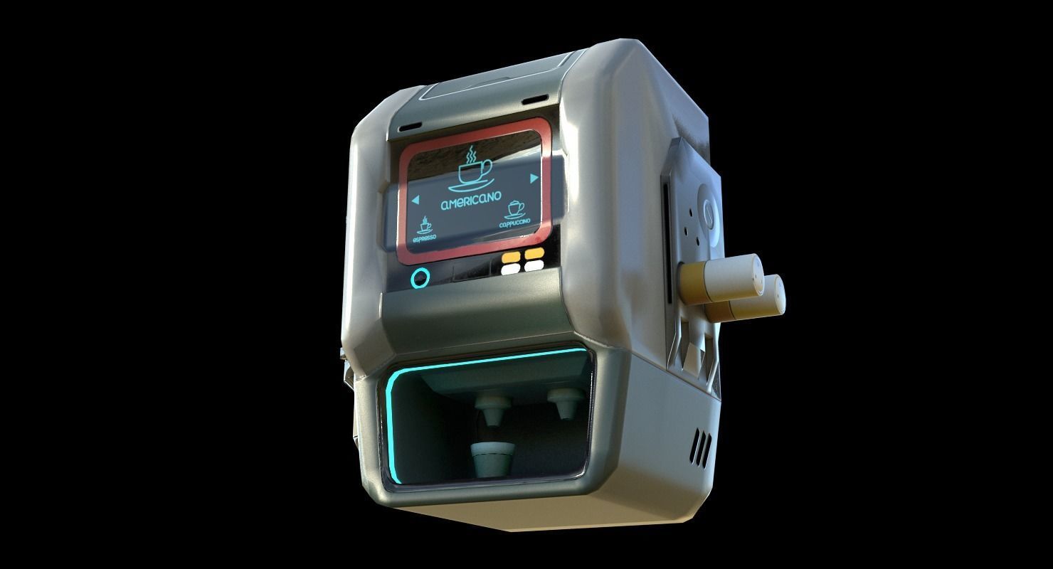 Sci-fi Coffee Machine Low-poly 3D model_7