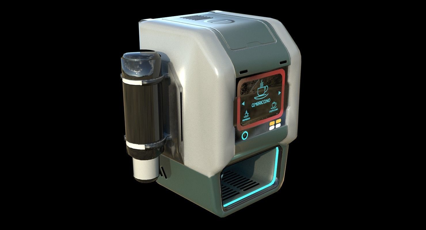Sci-fi Coffee Machine Low-poly 3D model_5
