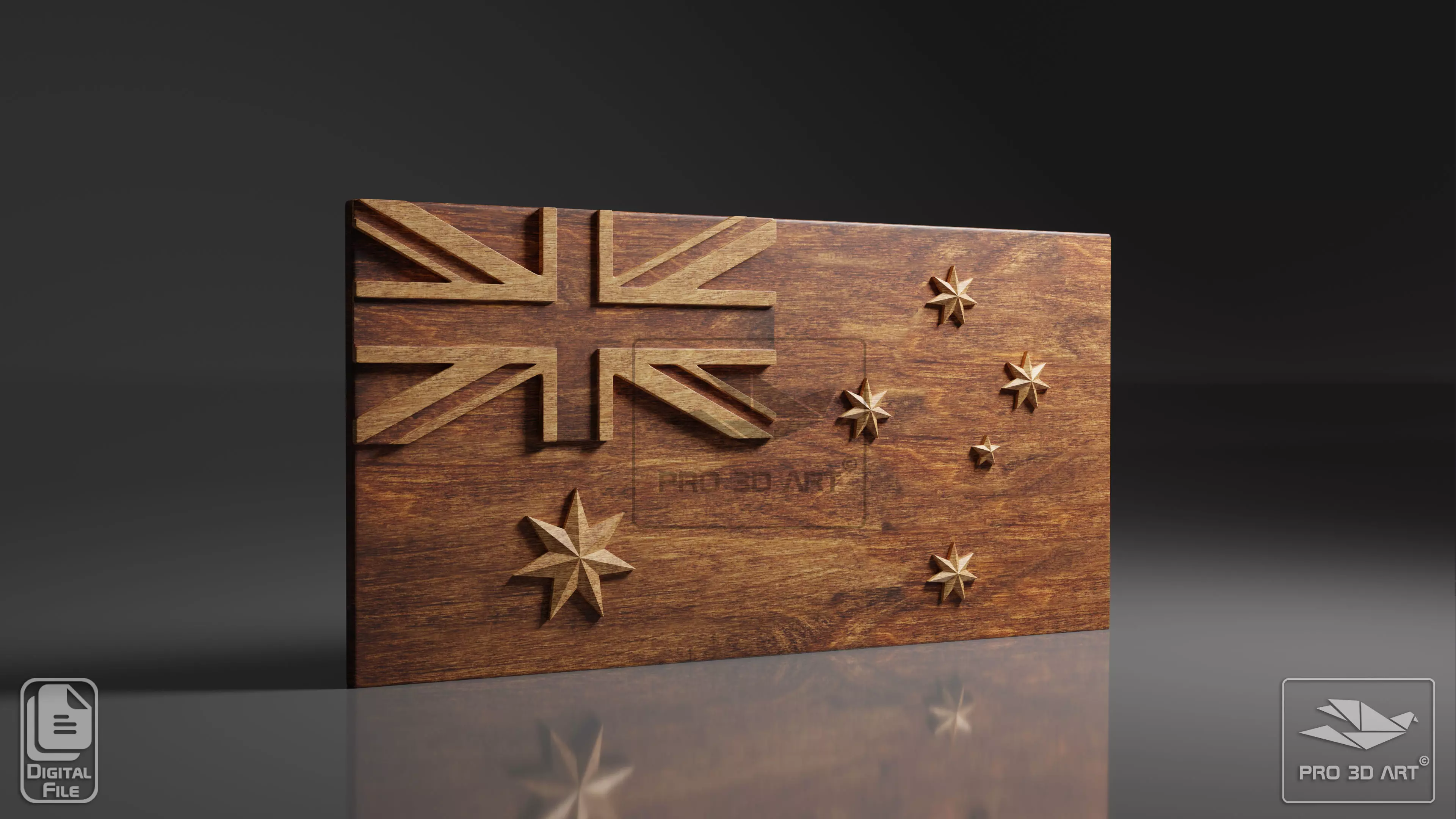 Australia Flag - CNC Files For Wood 3D STL Model 3D model_0
