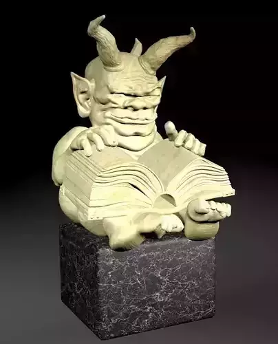 Archivarius statue of demon reading book