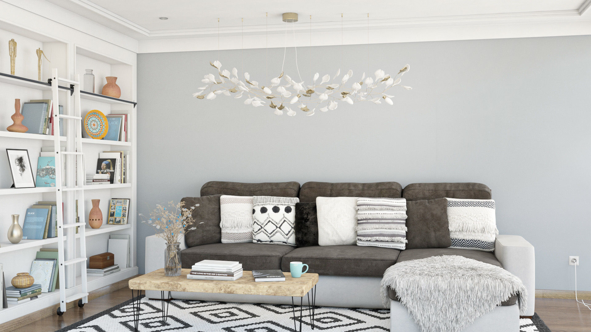 Stylized leaves lamp 3D model_3