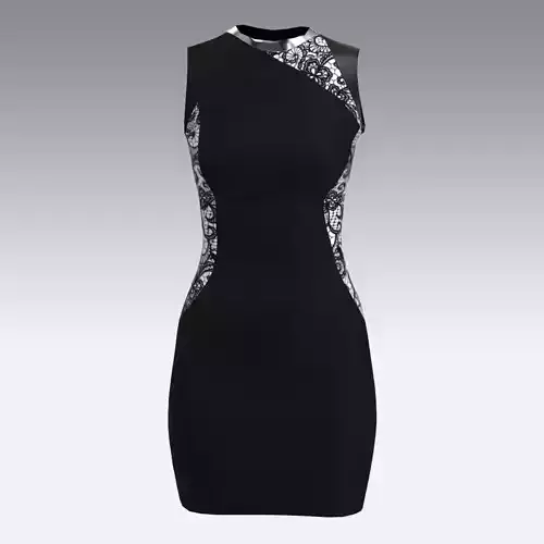 LACE ASYMETRIC BLACK SMALL DRESS STRAP FASHION STYLE LOOK