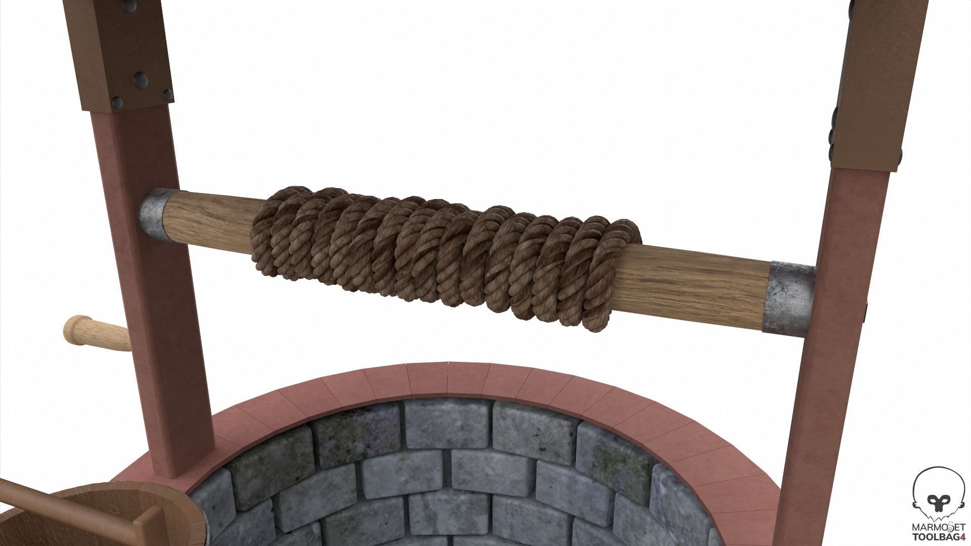 Water Well Low-poly 3D model_7