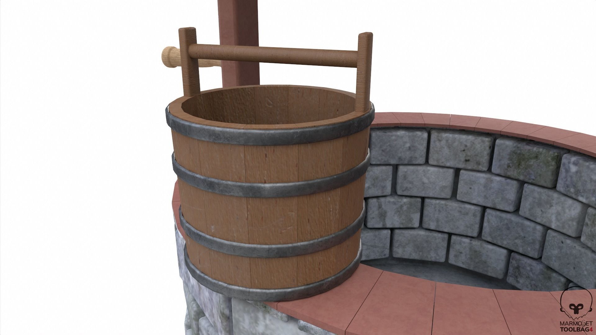 Water Well Low-poly 3D model_6