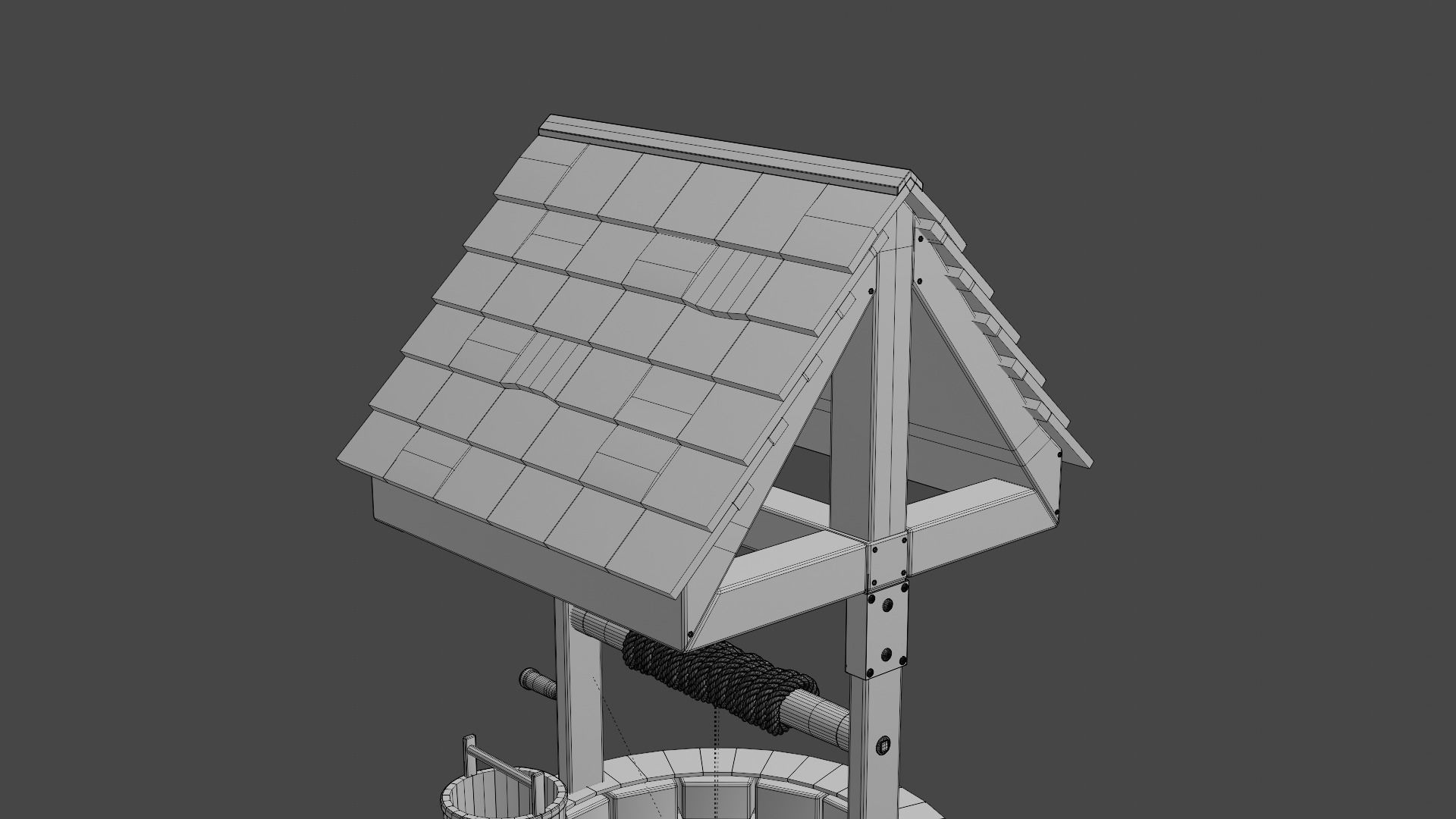 Water Well Low-poly 3D model_16