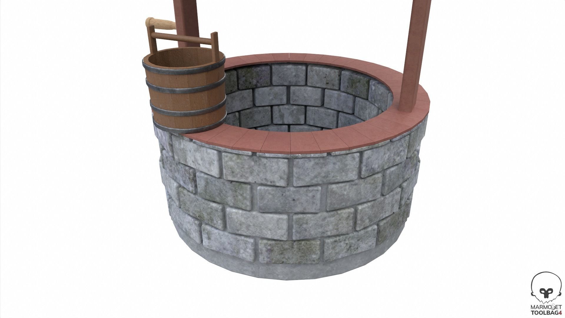 Water Well Low-poly 3D model_5