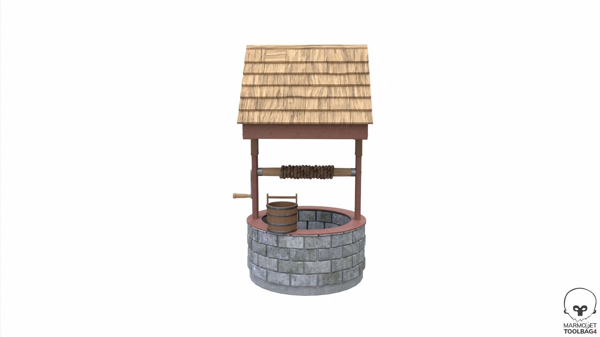 Water Well Low-poly 3D model_3