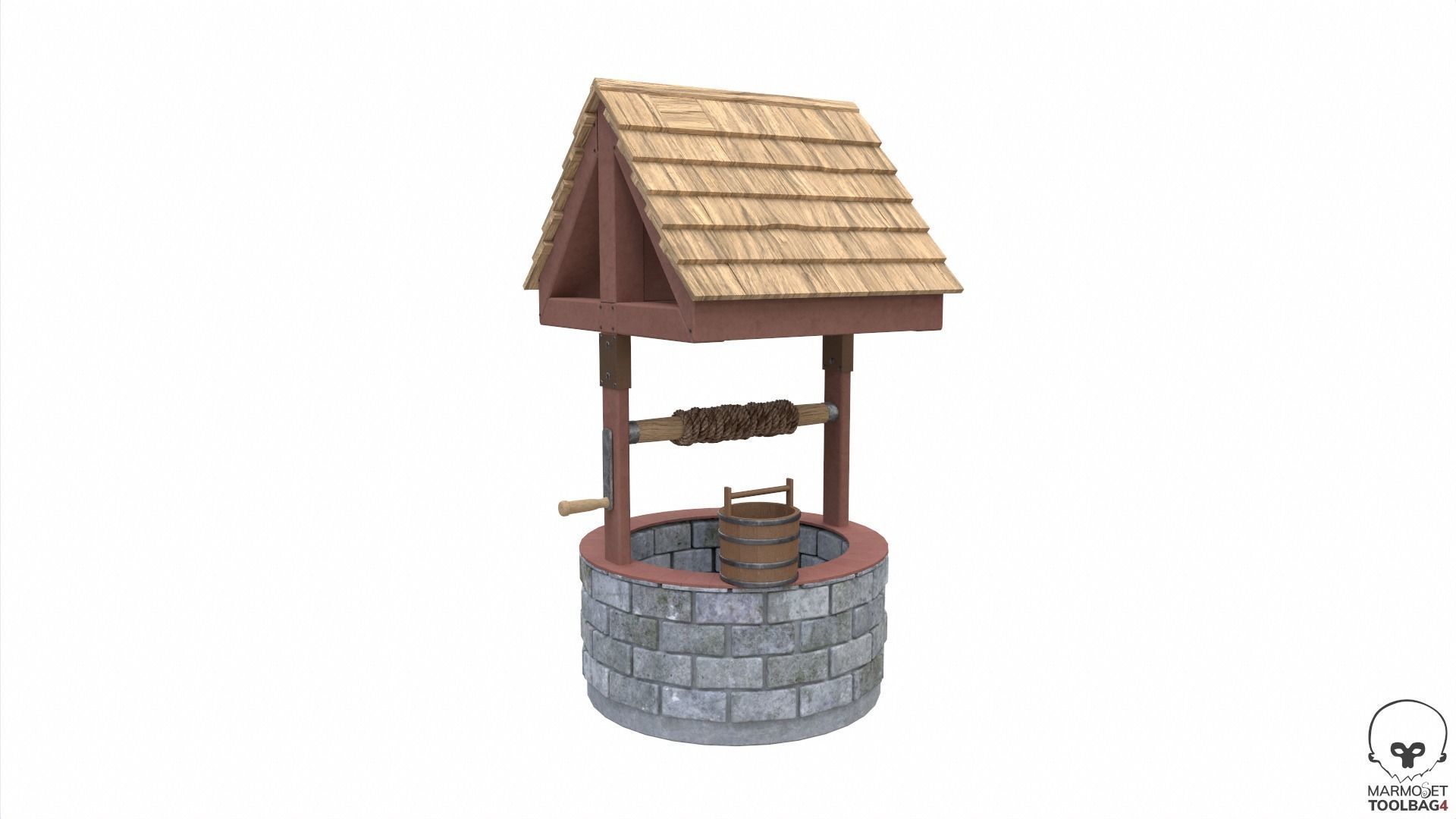 Water Well Low-poly 3D model_4