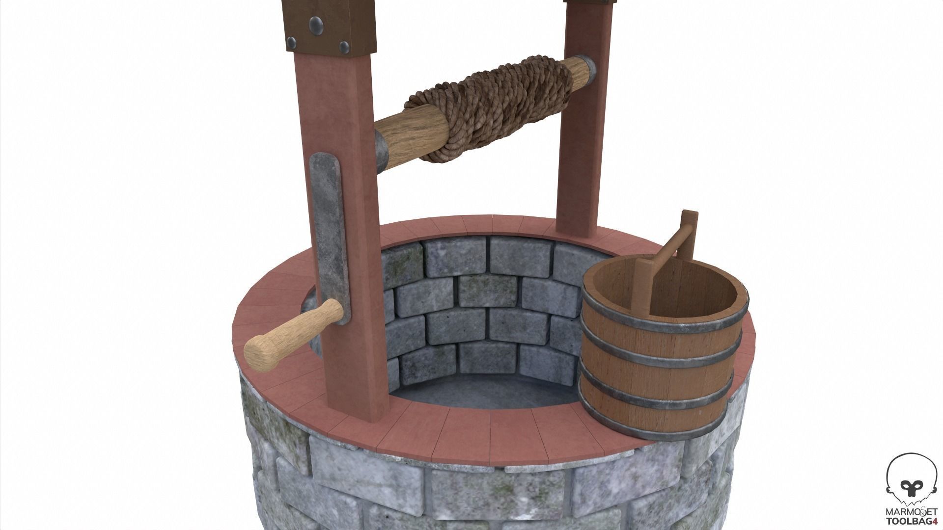 Water Well Low-poly 3D model_8