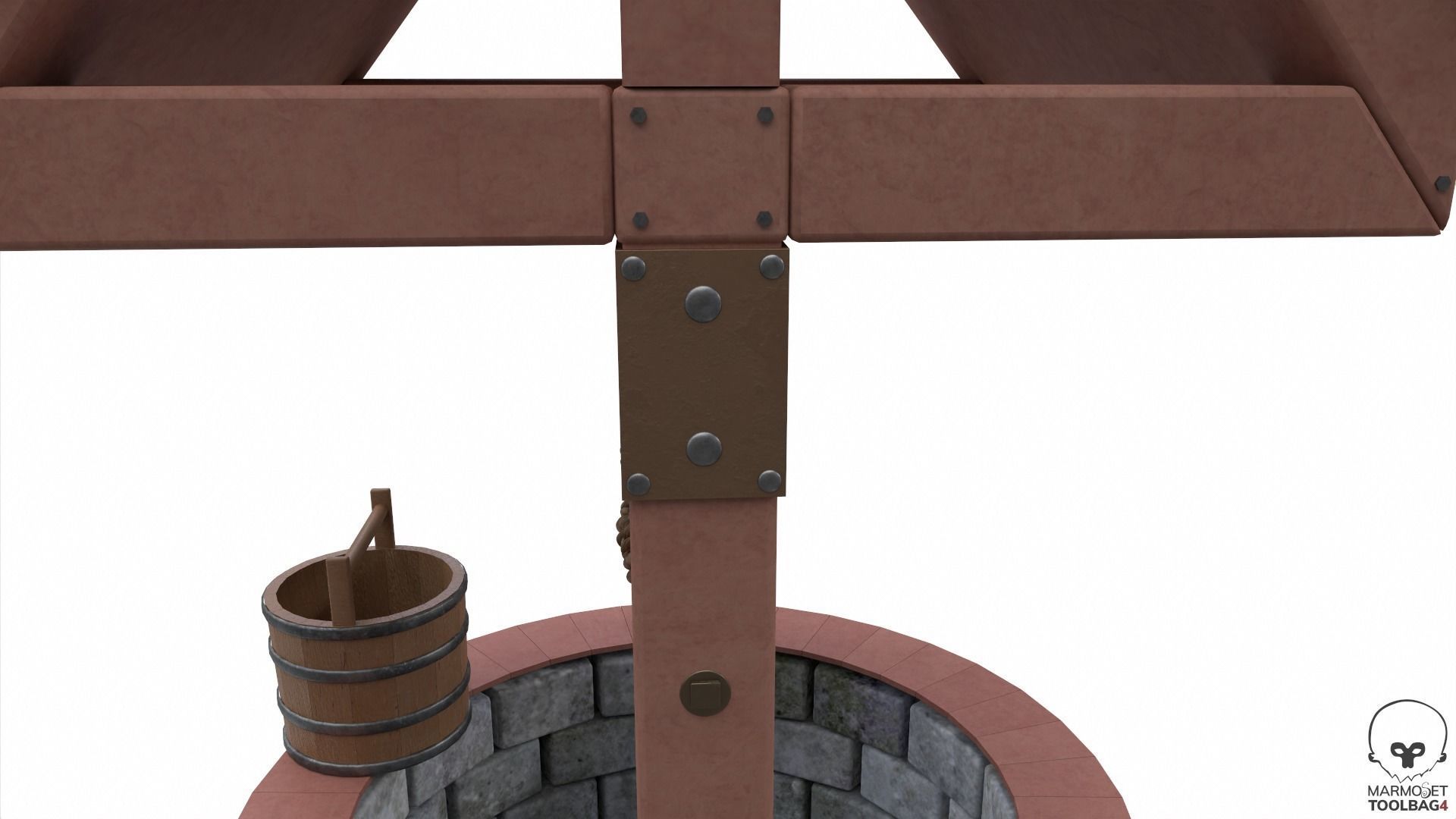 Water Well Low-poly 3D model_11
