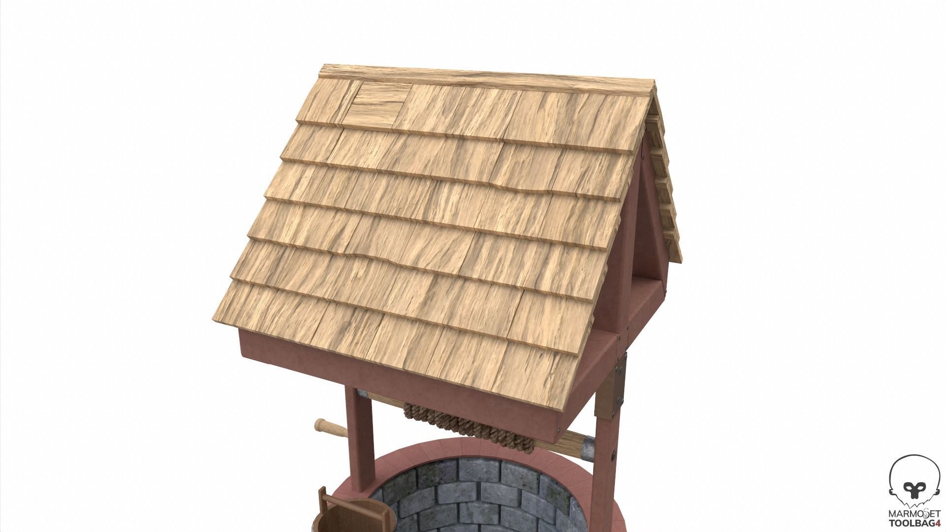 Water Well Low-poly 3D model_9