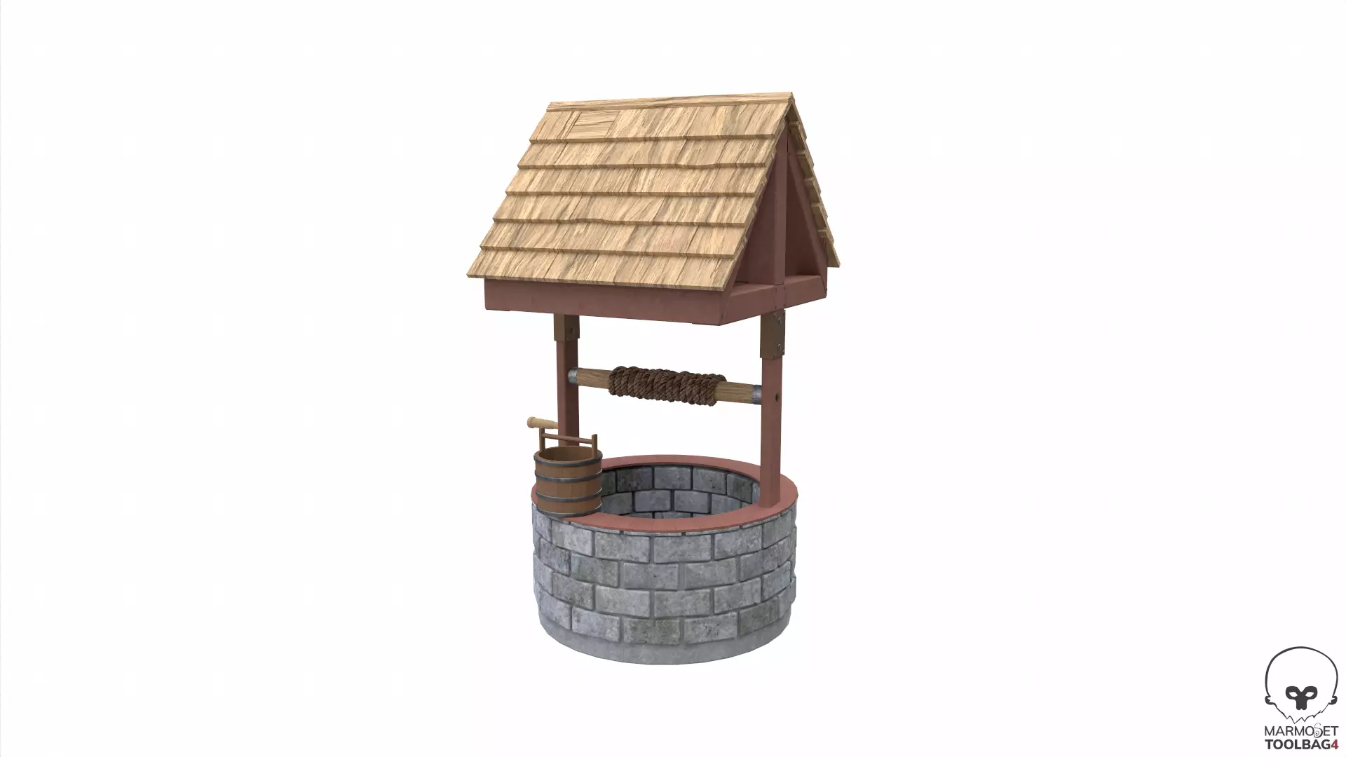 Water Well Low-poly 3D model_0