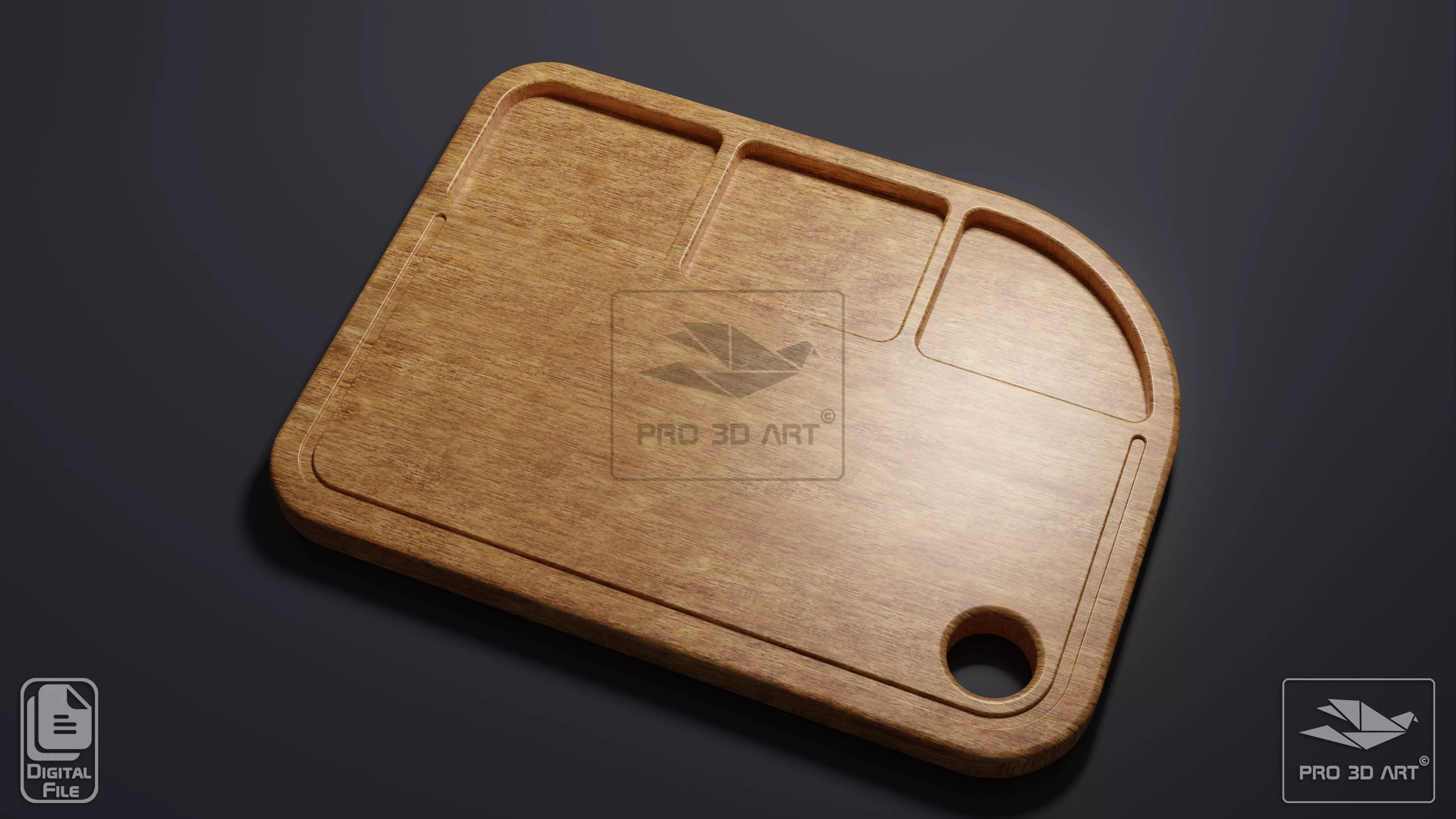 Cutting Board V1 - CNC files for Wood 3D model_0