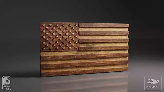 USA Flag - CNC Files For Wood 3D STL Model