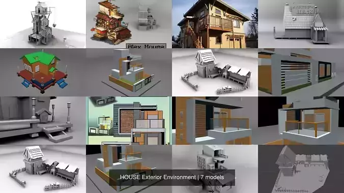HOUSE Exterior Environment 3D Model Collection