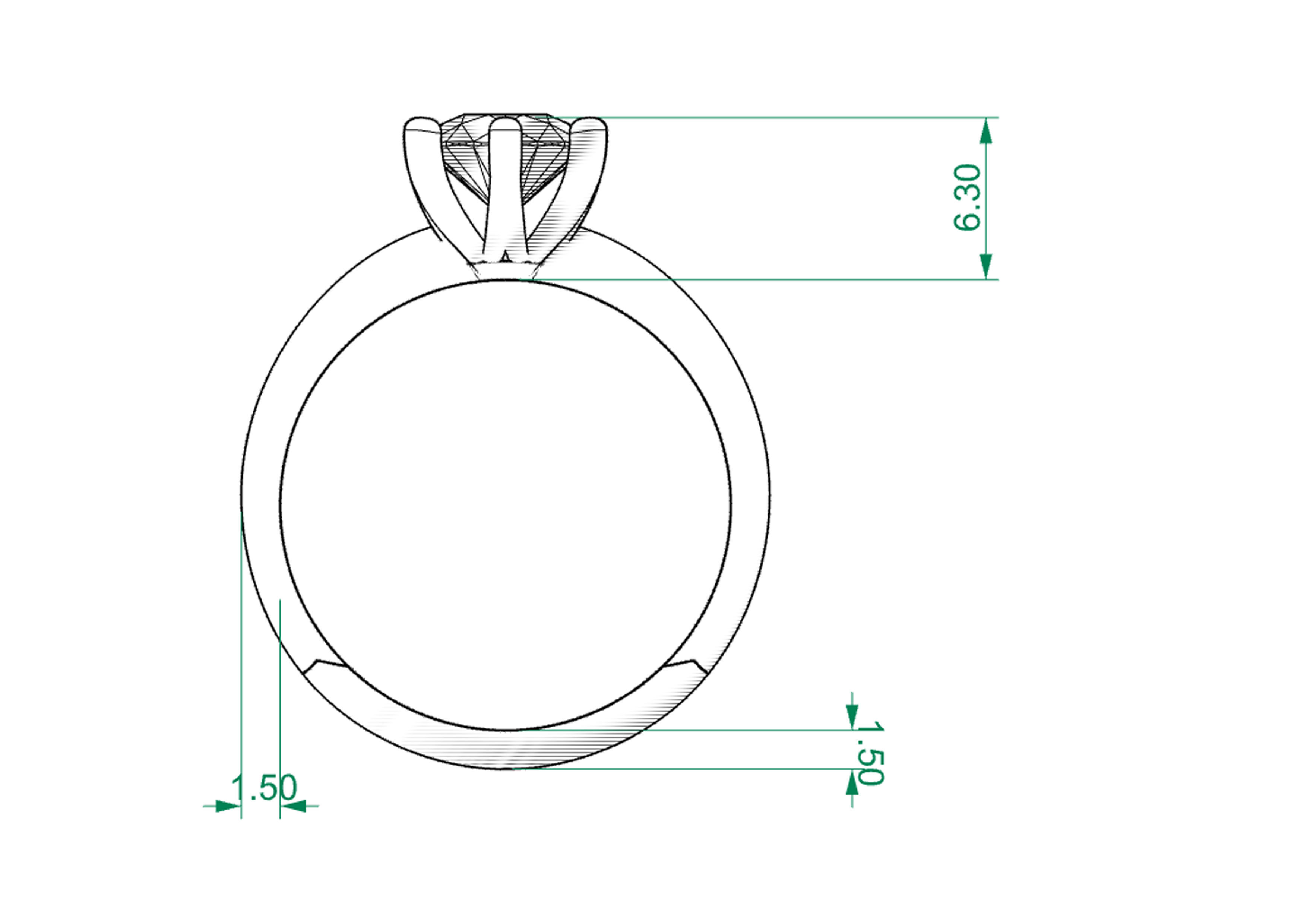 Solitaire ring 3D print model_7