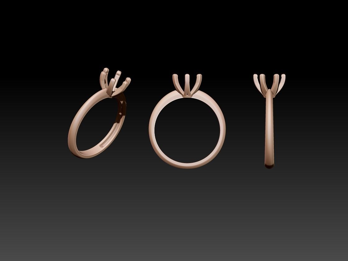 Solitaire ring 3D print model_1