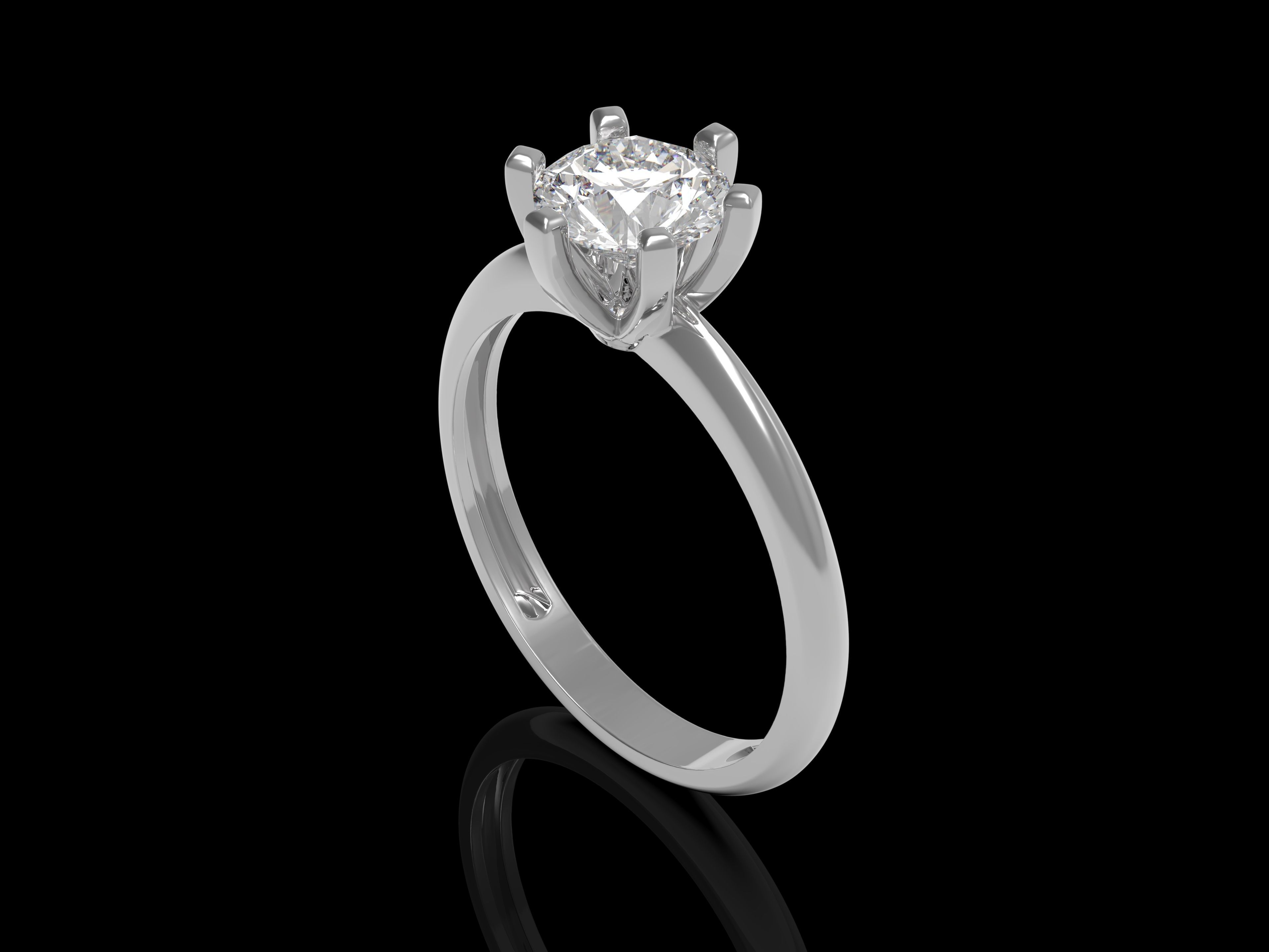 Solitaire ring 3D print model_2