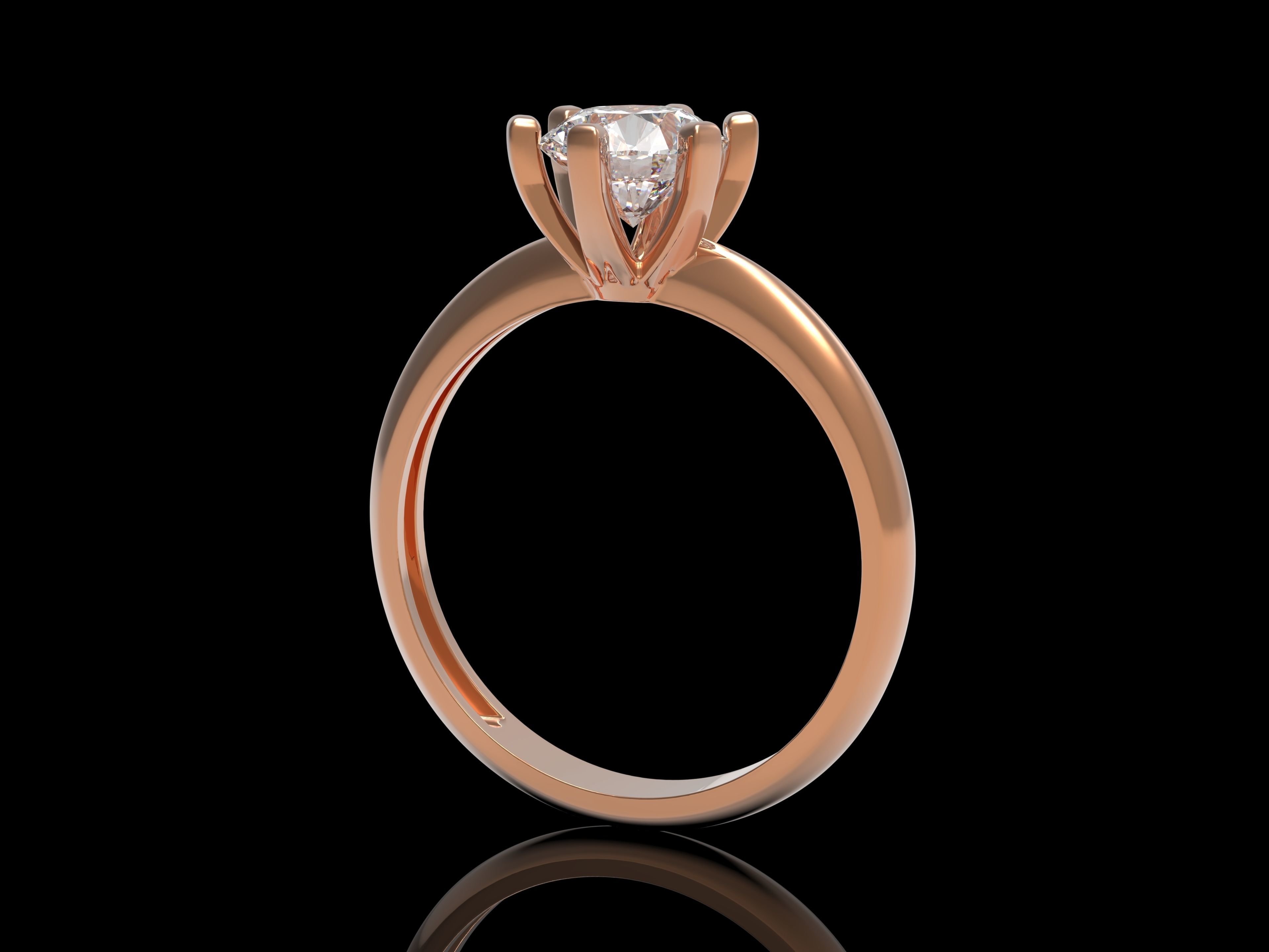Solitaire ring 3D print model_3