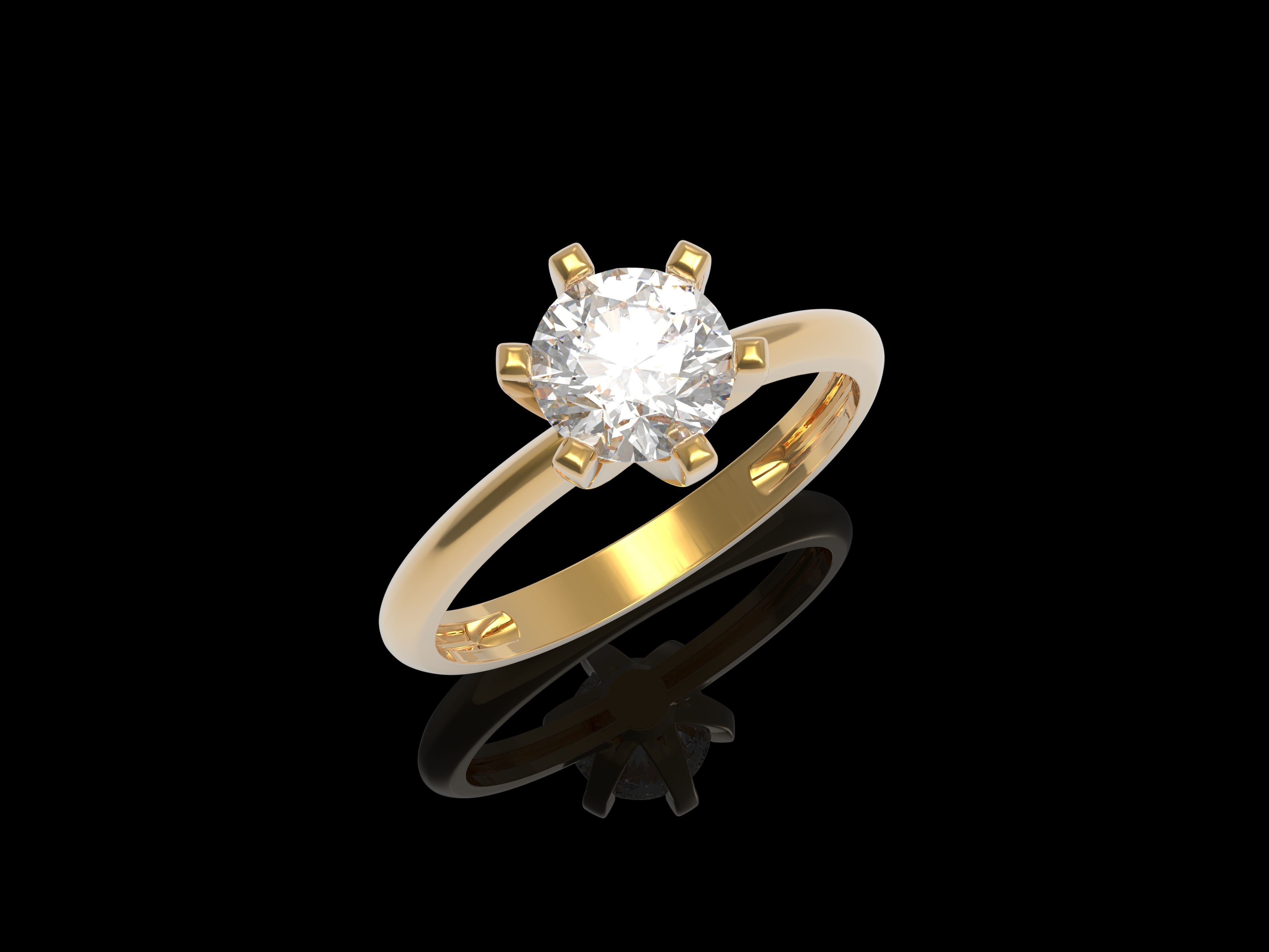 Solitaire ring 3D print model_4