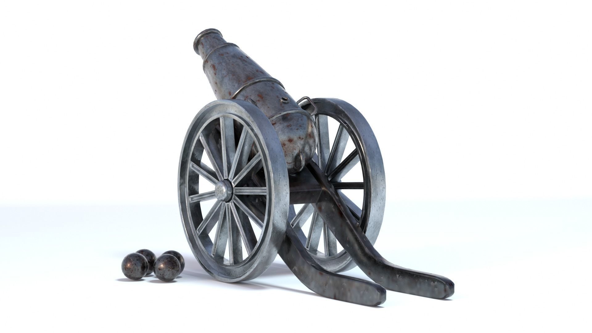 Old Rusty Cannon weaponry 3D model_4