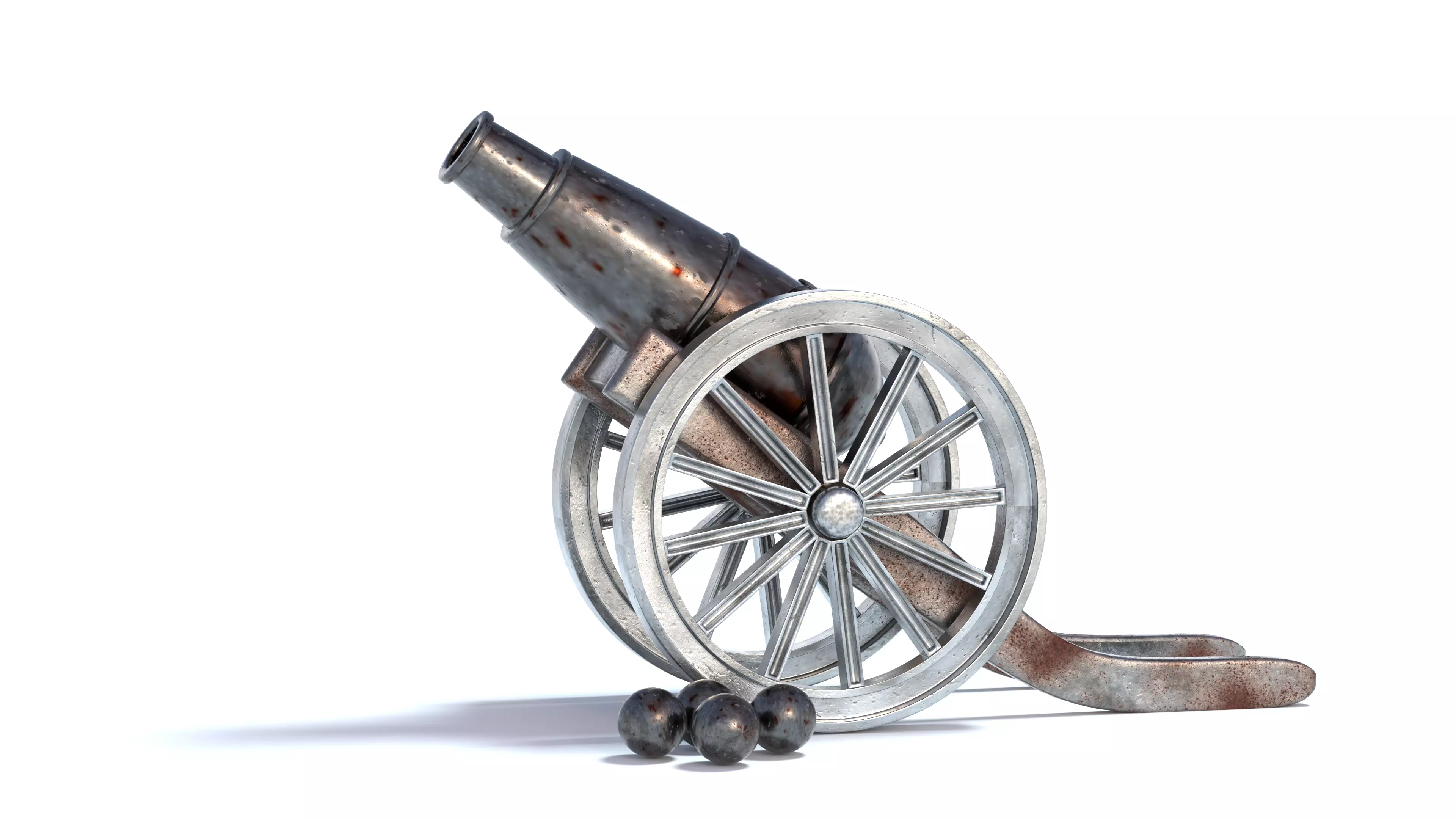 Old Rusty Cannon weaponry 3D model_0