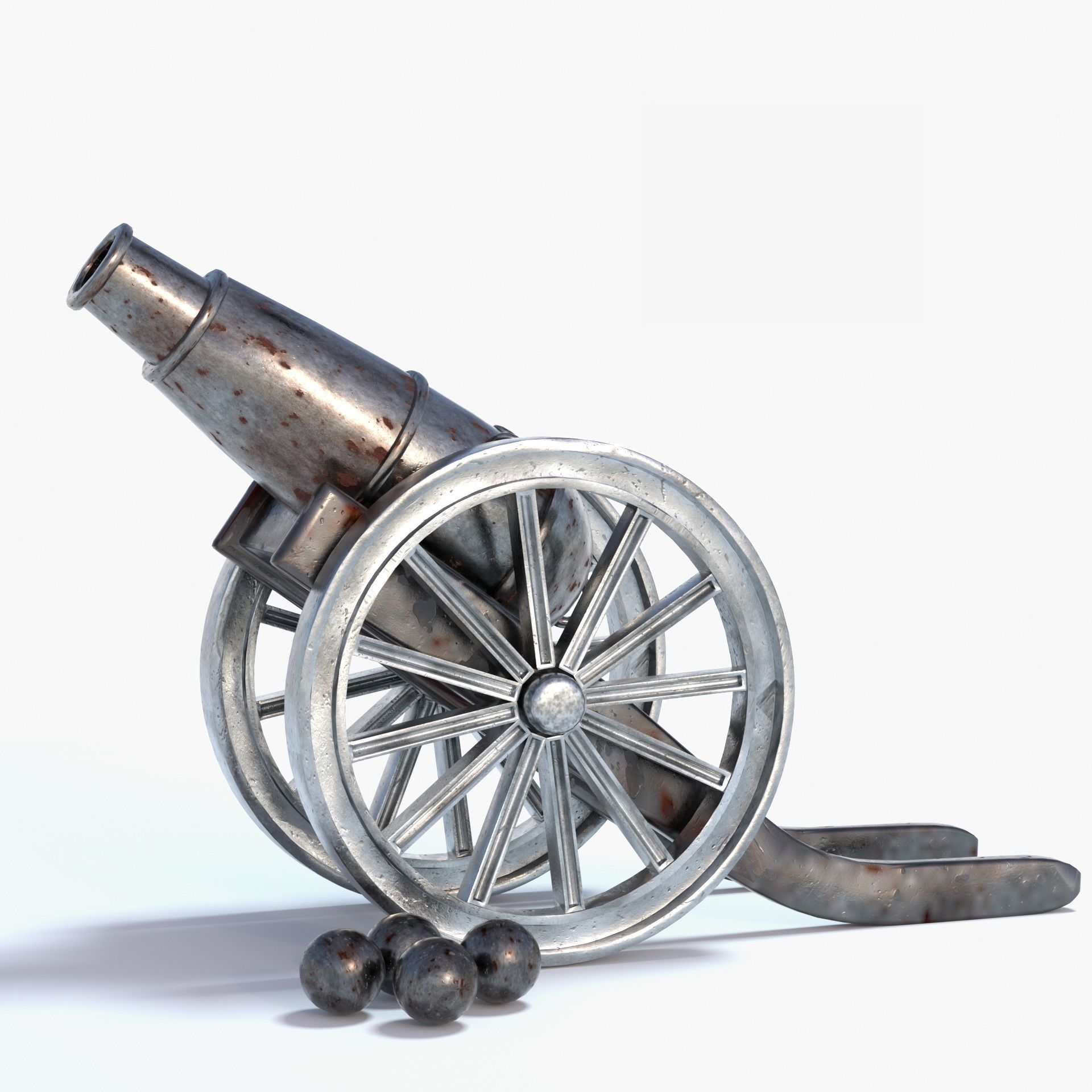 Old Rusty Cannon weaponry 3D model_1