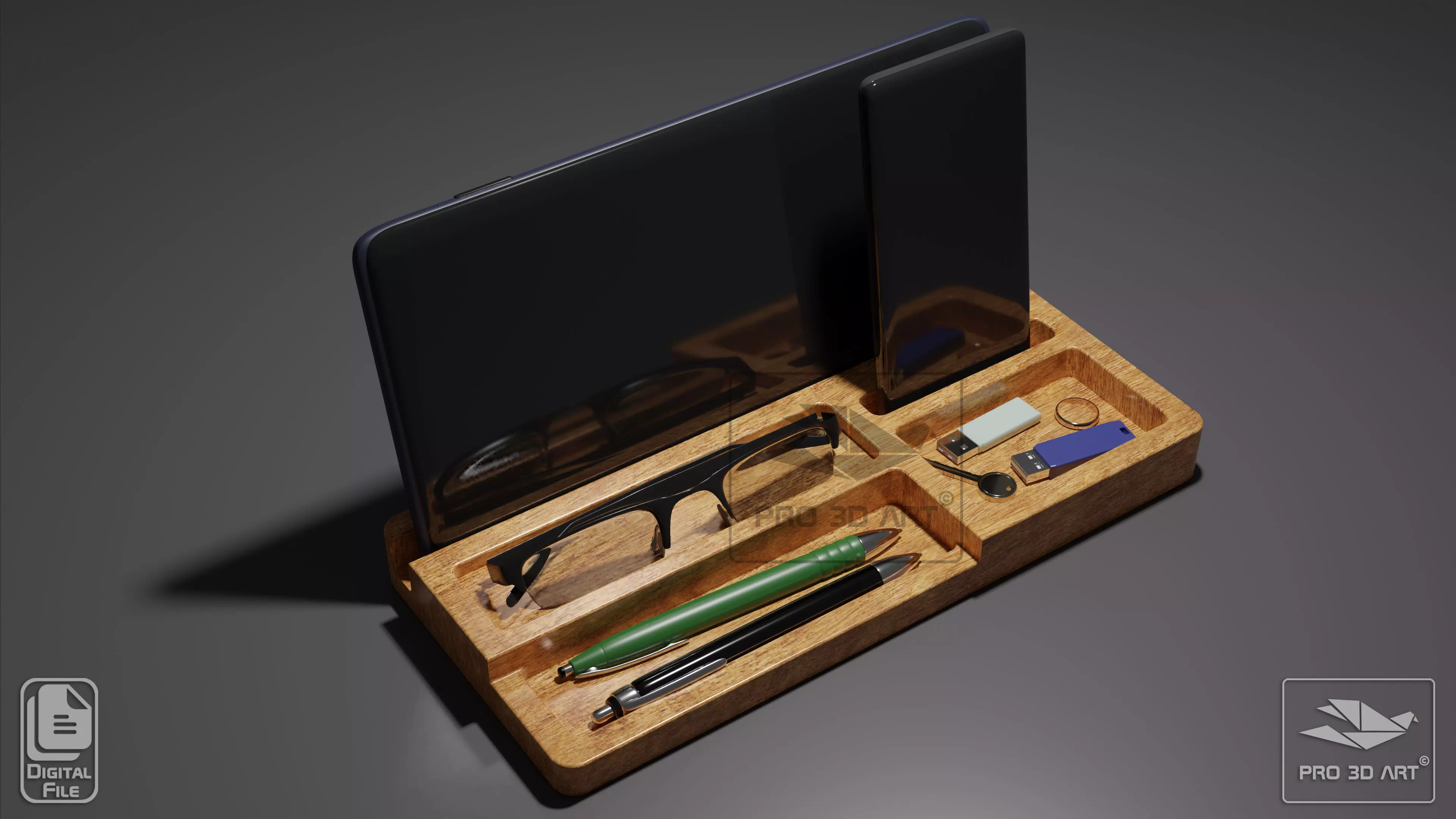 Phone Keys Pen Holder 4 - CNC Files for Wood 3D model_0