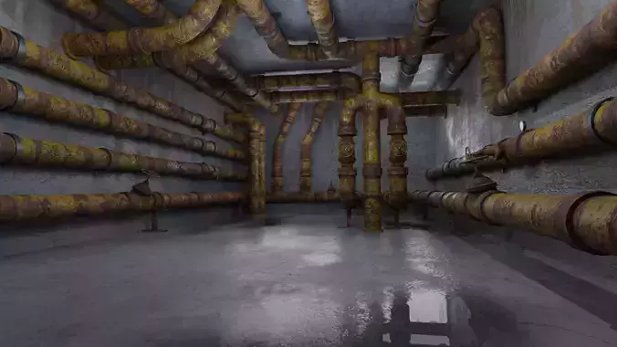 Modular old rusted pipe pack Free low-poly 3D model