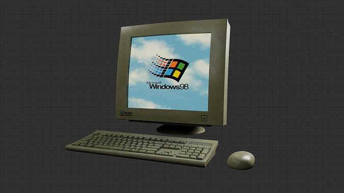 Old CRT Monitor with keyboard and mouse Free 3D model