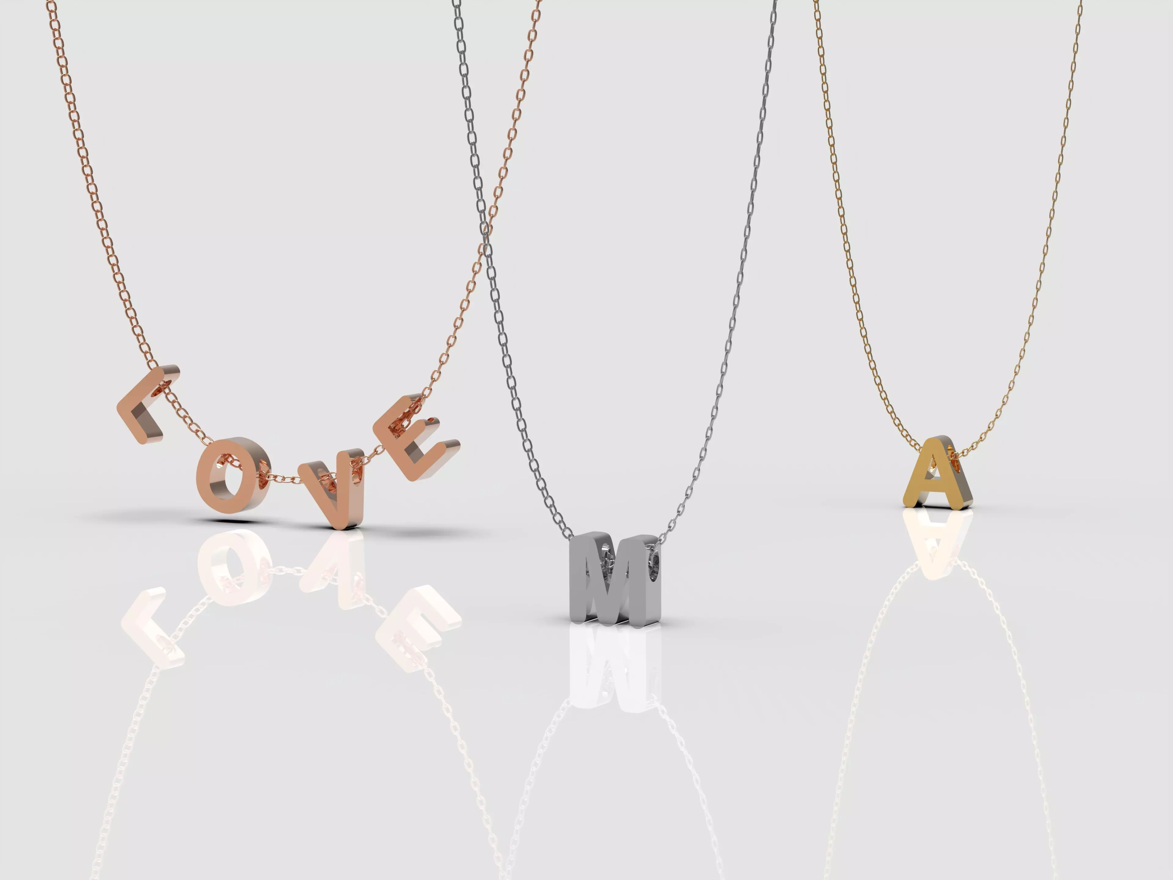 alphabets  pendants 3D print model_0