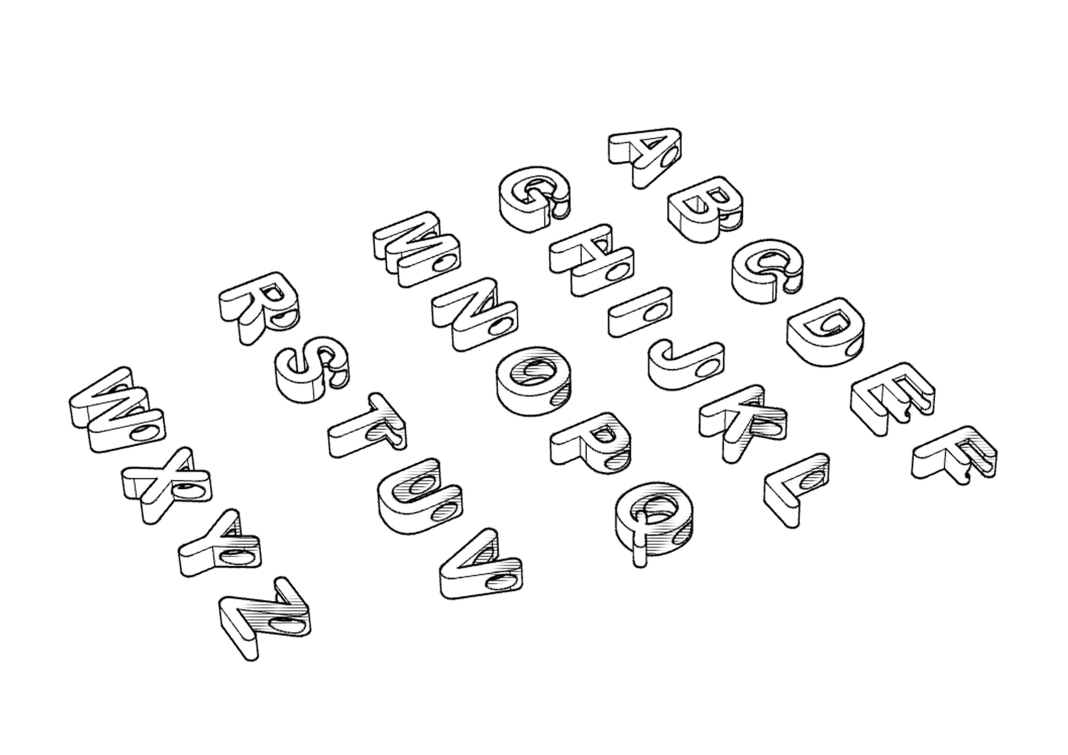 alphabets  pendants 3D print model_7