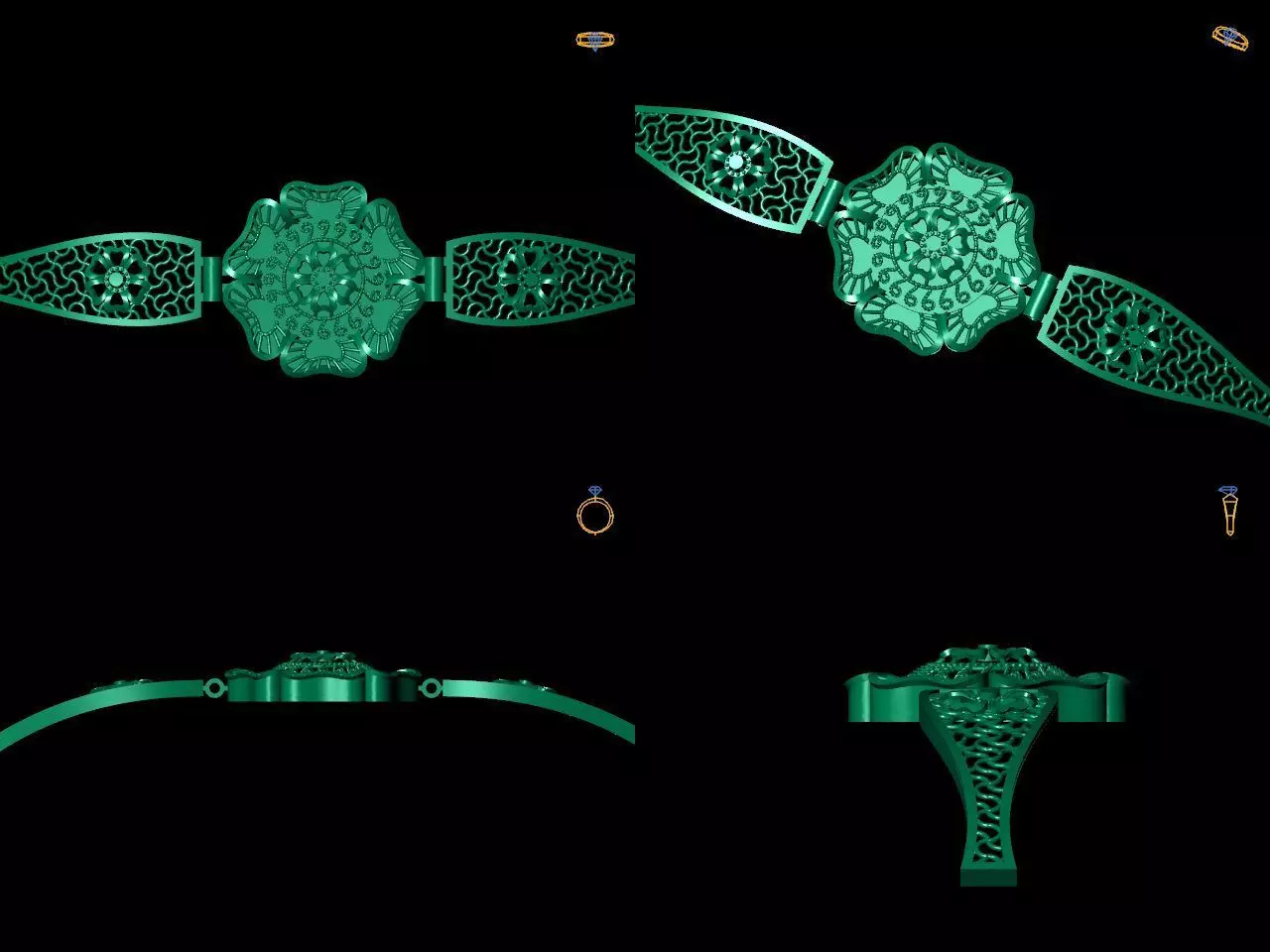 Bracelet 8 emerald filigree bangle 3D print model_0