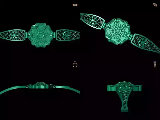 Bracelet 8 emerald filigree bangle