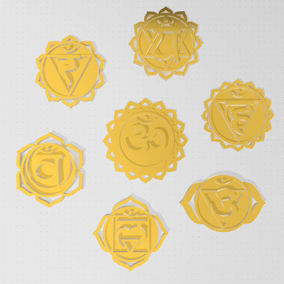 7 Chakras metal logo 3D print model_33