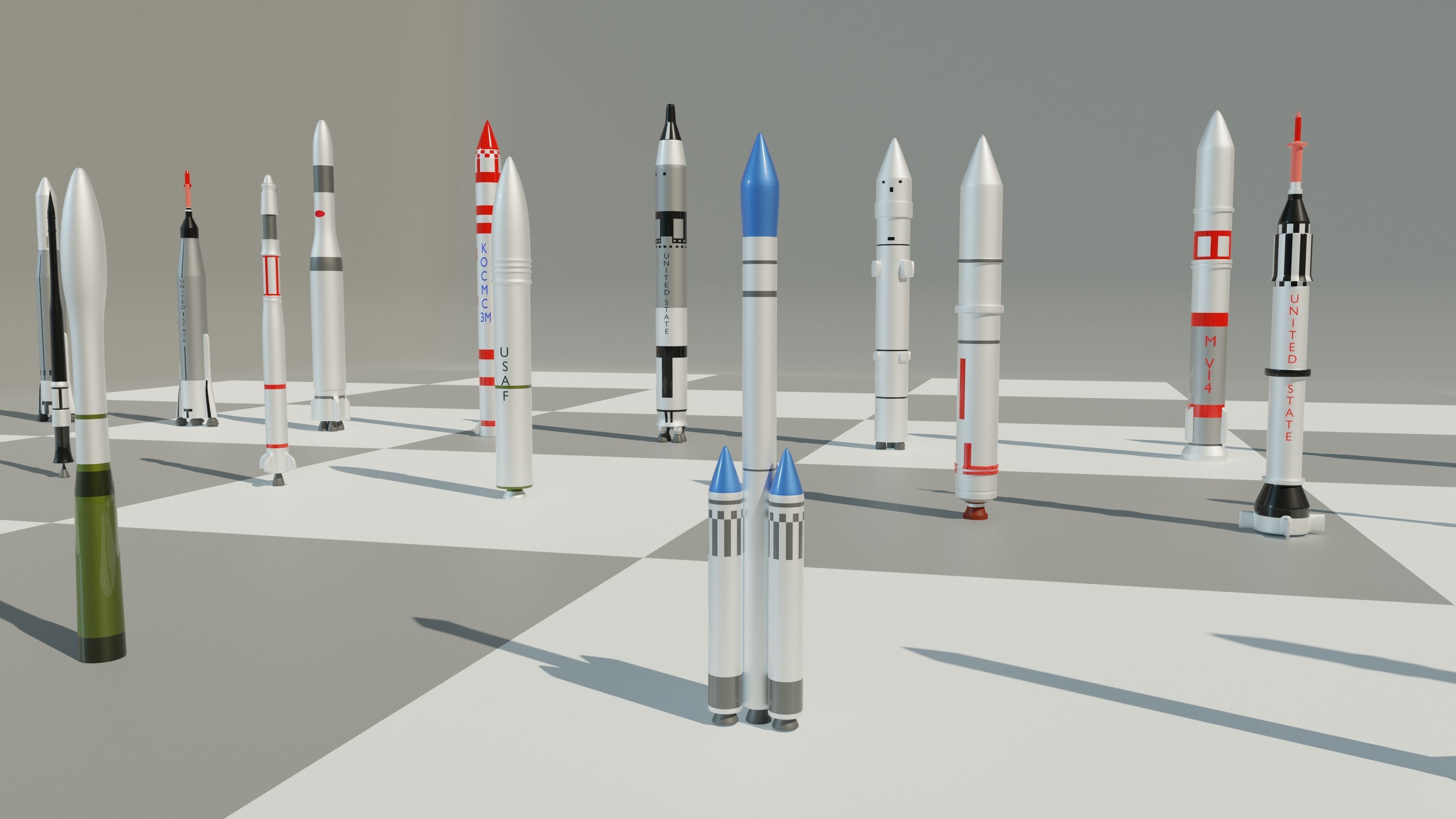 Rocket collection nasa chess set Low-poly 3D model_1