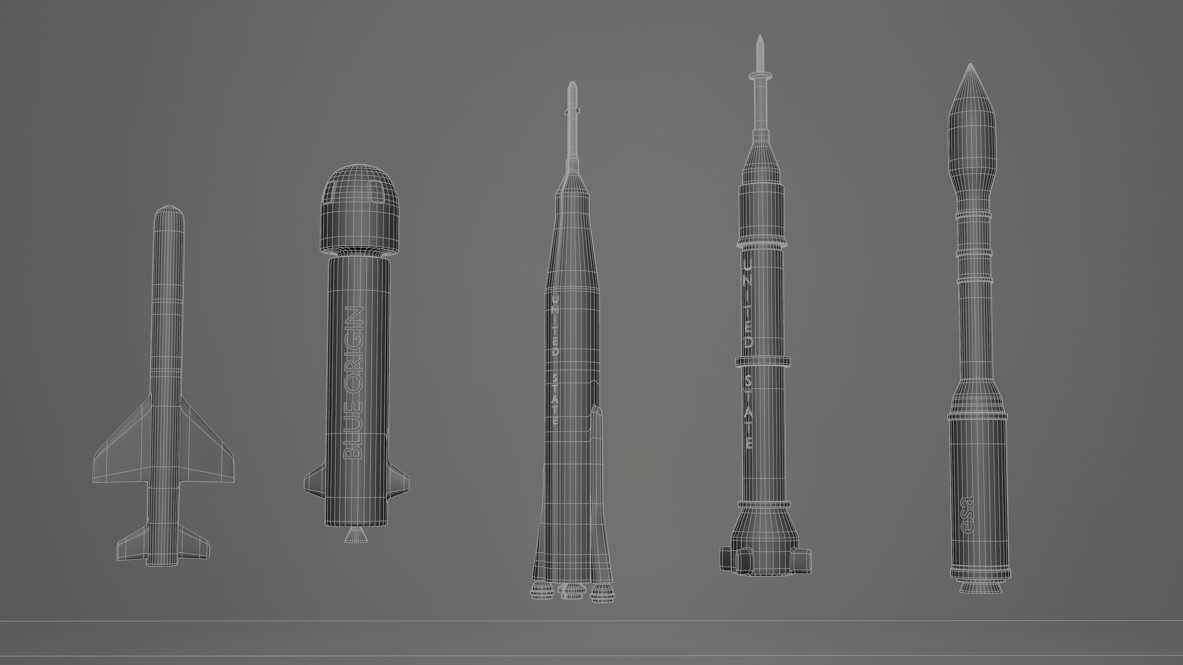 Rocket collection nasa chess set Low-poly 3D model_3