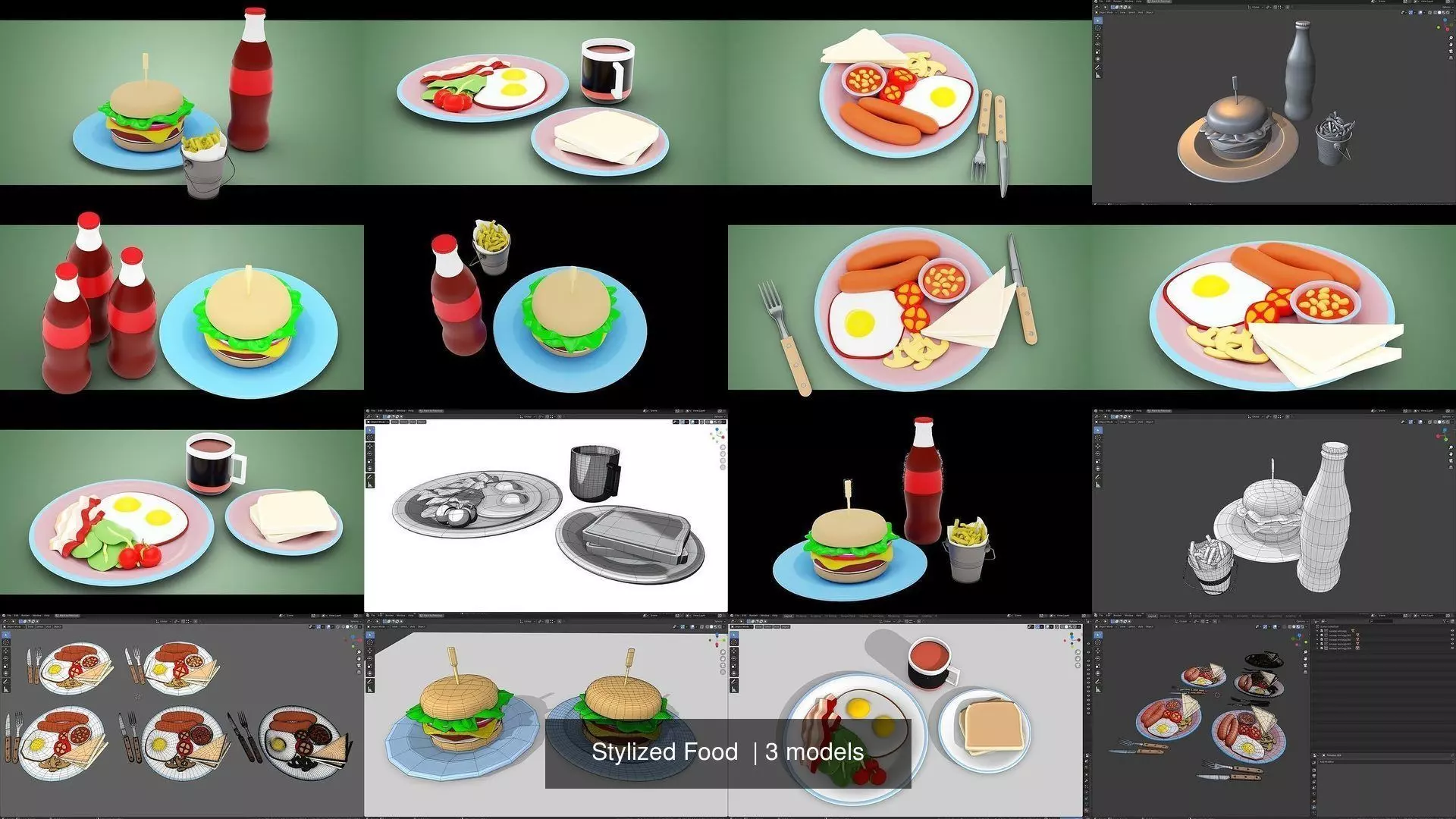 Stylized Food  3D Model Collection_1