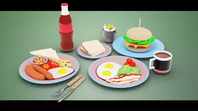 Stylized Food  3D Model Collection