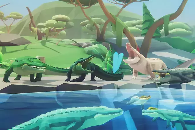 Poly Art  Crocodile - Alligator Low-poly 3D model