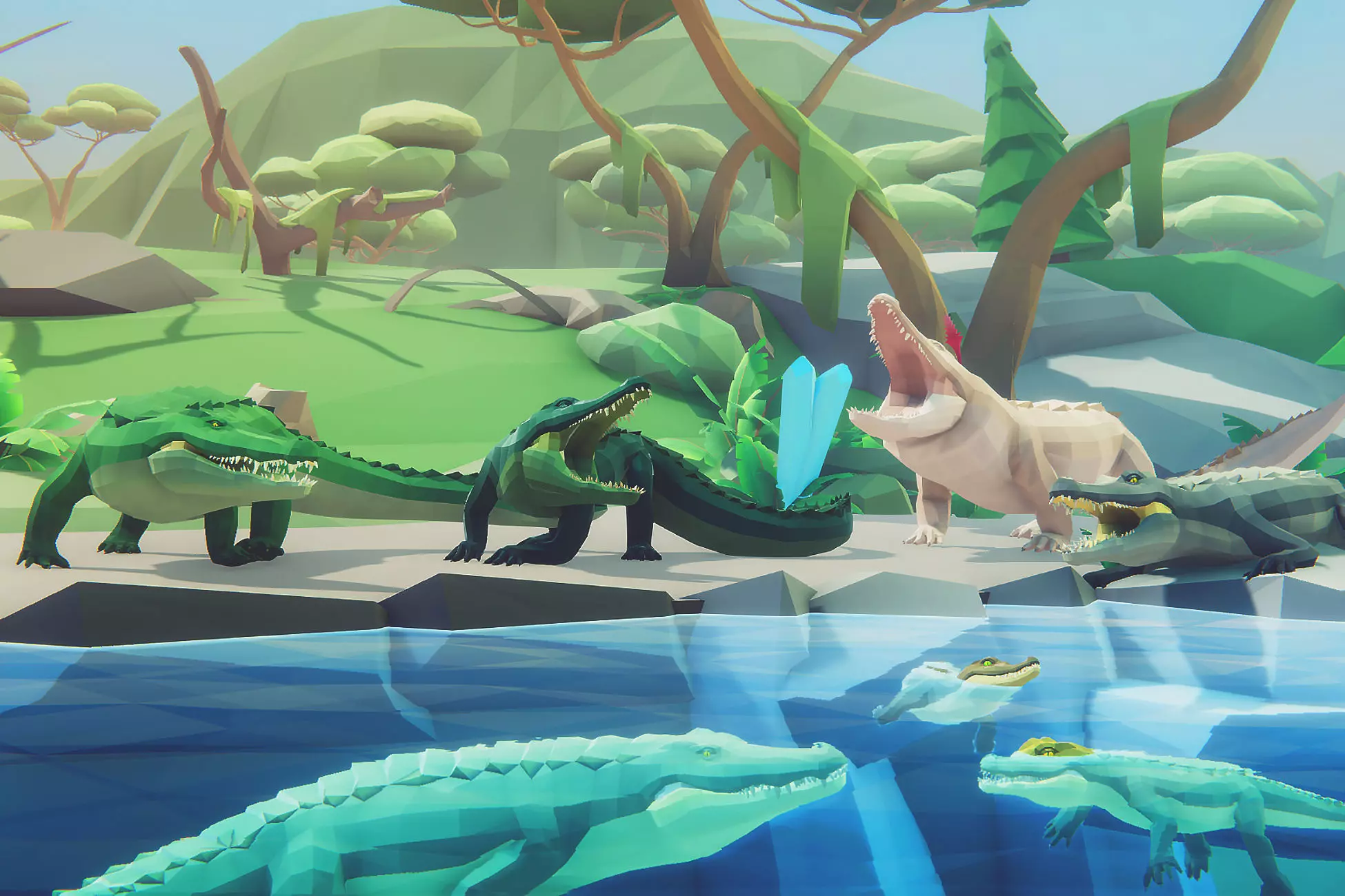 Poly Art Crocodile - Alligator Low-poly 3D model