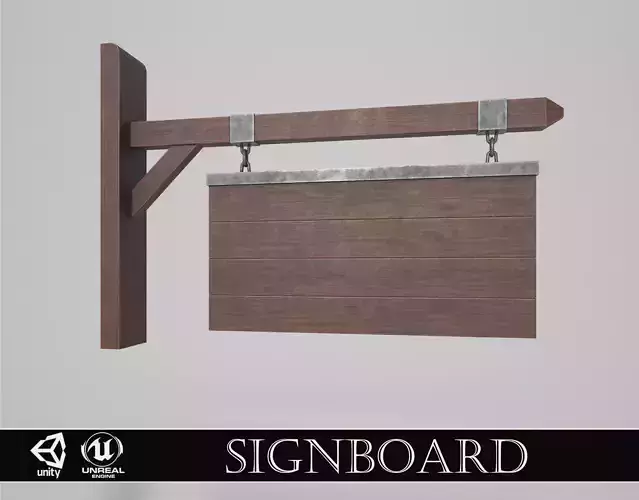 Medieval Signboard v7 Low-poly 3D model