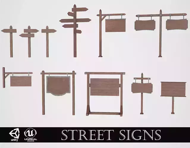 Medieval Street Signs 3D Model Collection