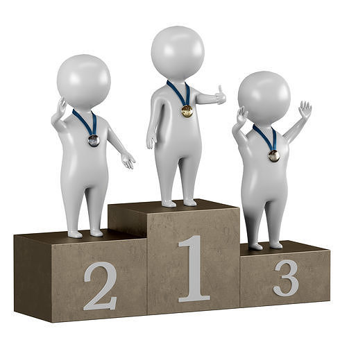3D men 1 three people on podium with medals 3D model