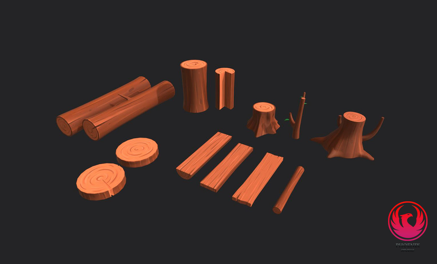 Wood Pack Low-poly 3D model_9