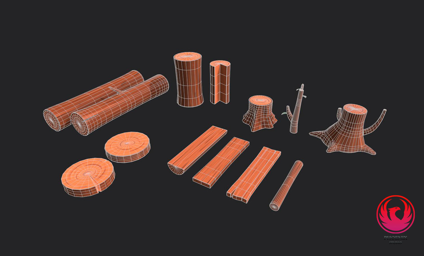 Wood Pack Low-poly 3D model_10
