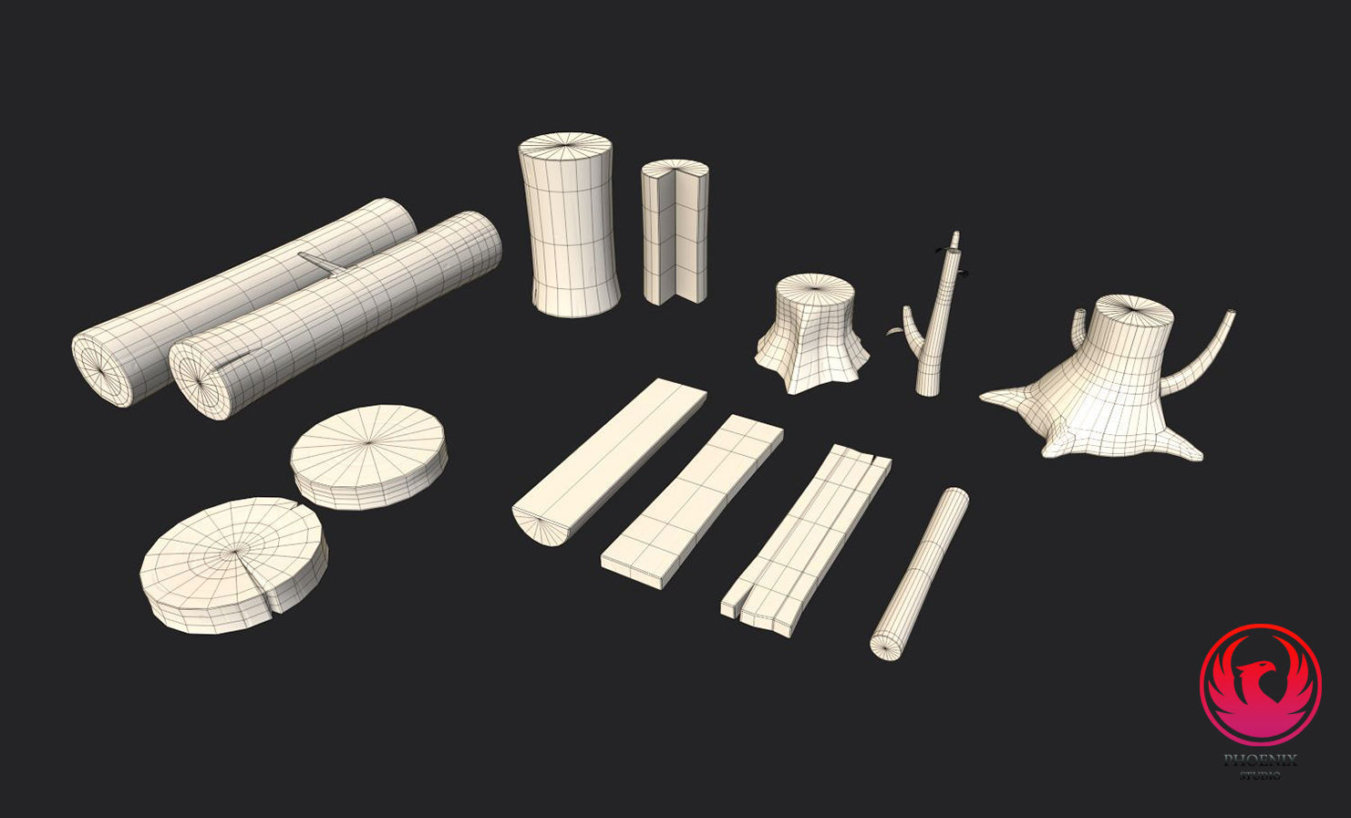 Wood Pack Low-poly 3D model_11